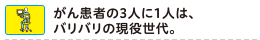 がん患者の3人に1人は、バリバリの現役世代。