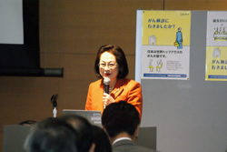 藤沢タクシーの事例紹介。代表取締役の根岸茂登美さんが詳細に語りました